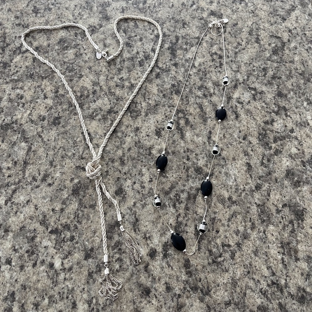 Elegant Silver and Black Necklace Set